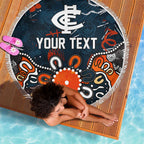Personalized Carlton Blues Beach Blanket Aboriginal Dot Painting Graffiti Style