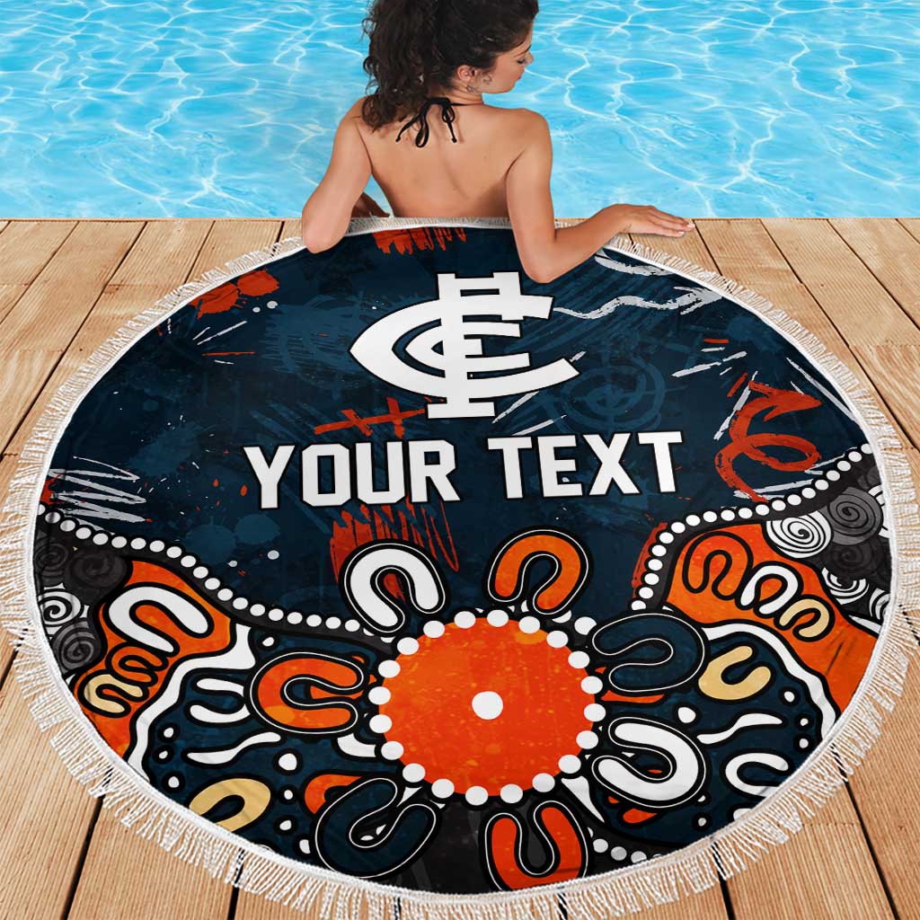 Personalized Carlton Blues Beach Blanket Aboriginal Dot Painting Graffiti Style