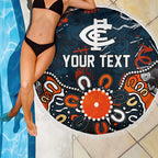 Personalized Carlton Blues Beach Blanket Aboriginal Dot Painting Graffiti Style