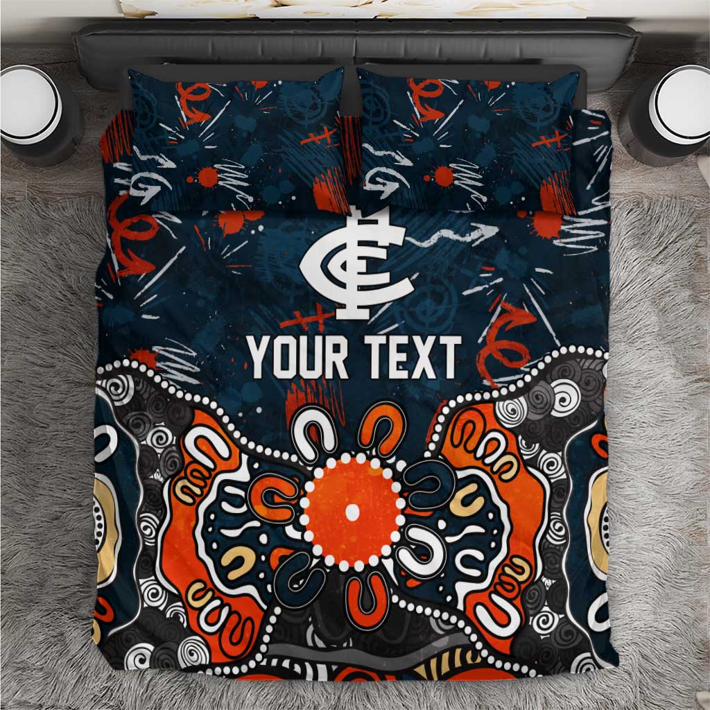 Personalized Carlton Blues Bedding Set Aboriginal Dot Painting Graffiti Style
