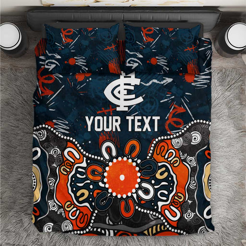 Personalized Carlton Blues Bedding Set Aboriginal Dot Painting Graffiti Style