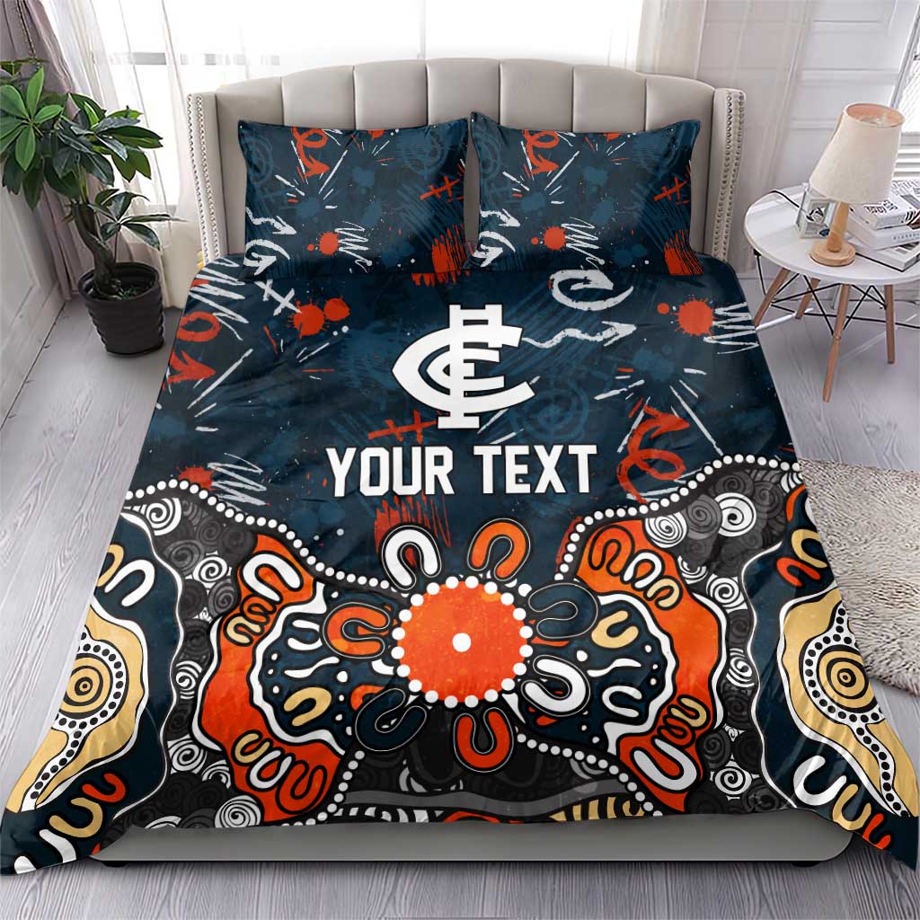 Personalized Carlton Blues Bedding Set Aboriginal Dot Painting Graffiti Style