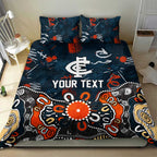 Personalized Carlton Blues Bedding Set Aboriginal Dot Painting Graffiti Style