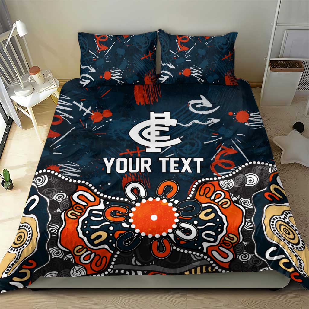 Personalized Carlton Blues Bedding Set Aboriginal Dot Painting Graffiti Style