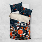 Personalized Carlton Blues Bedding Set Aboriginal Dot Painting Graffiti Style