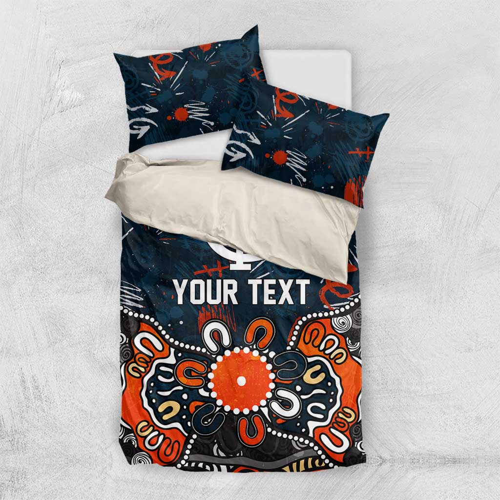 Personalized Carlton Blues Bedding Set Aboriginal Dot Painting Graffiti Style