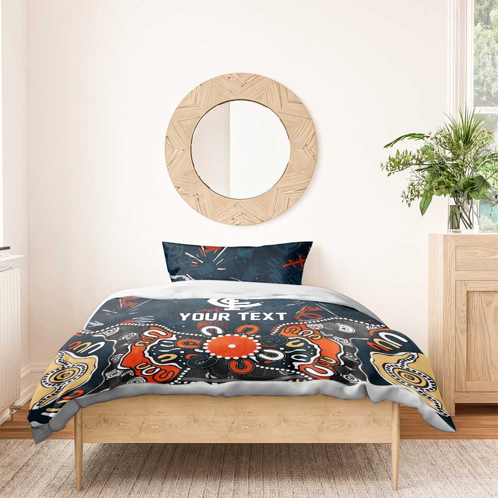 Personalized Carlton Blues Bedding Set Aboriginal Dot Painting Graffiti Style