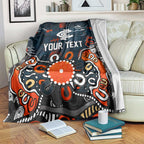 Personalized Carlton Blues Blanket Aboriginal Dot Painting Graffiti Style