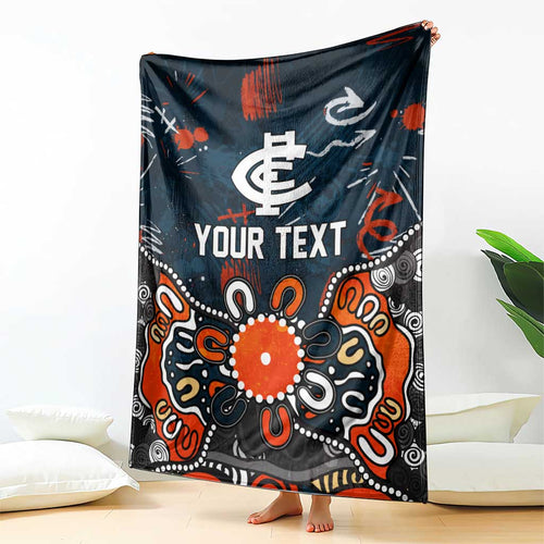 Personalized Carlton Blues Blanket Aboriginal Dot Painting Graffiti Style
