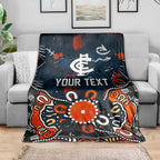 Personalized Carlton Blues Blanket Aboriginal Dot Painting Graffiti Style