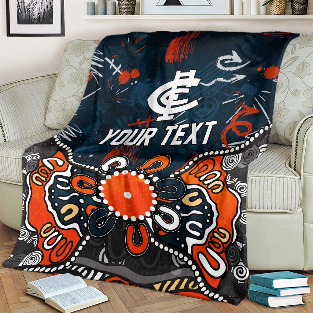 Personalized Carlton Blues Blanket Aboriginal Dot Painting Graffiti Style