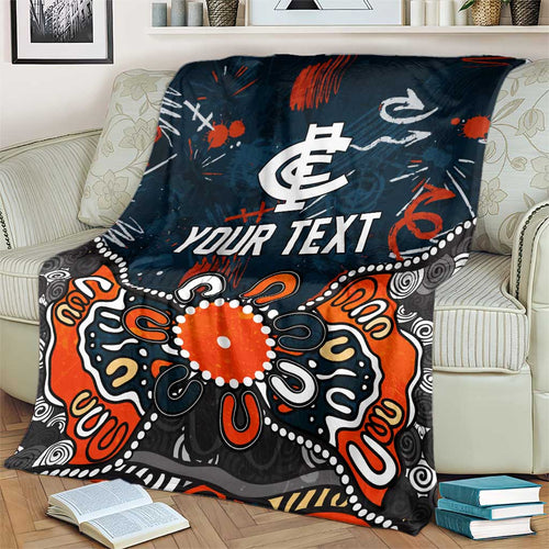 Personalized Carlton Blues Blanket Aboriginal Dot Painting Graffiti Style