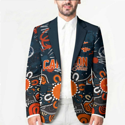 Personalized Carlton Blues Blazer Aboriginal Dot Painting Graffiti Style