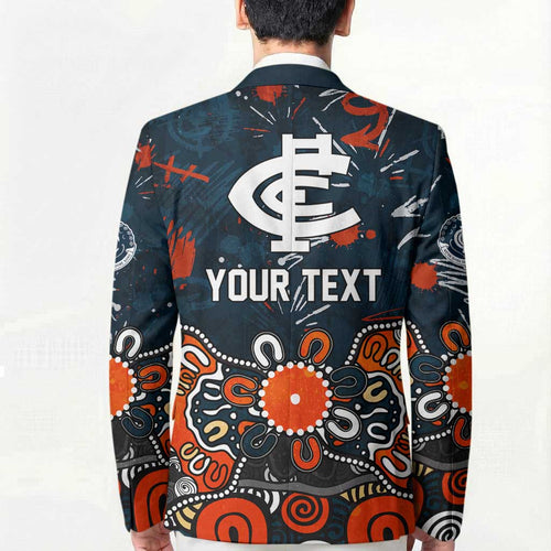 Personalized Carlton Blues Blazer Aboriginal Dot Painting Graffiti Style