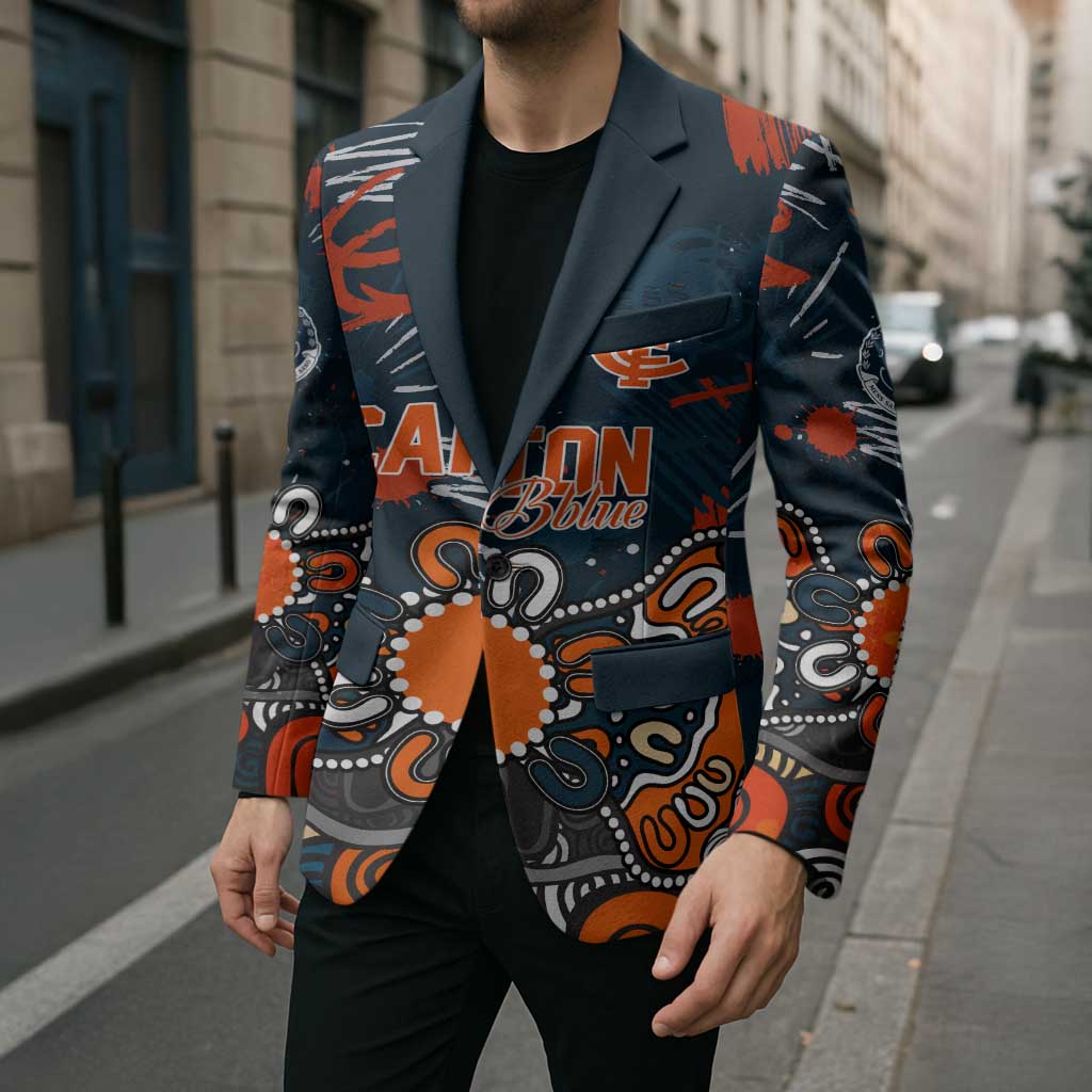 Personalized Carlton Blues Blazer Aboriginal Dot Painting Graffiti Style