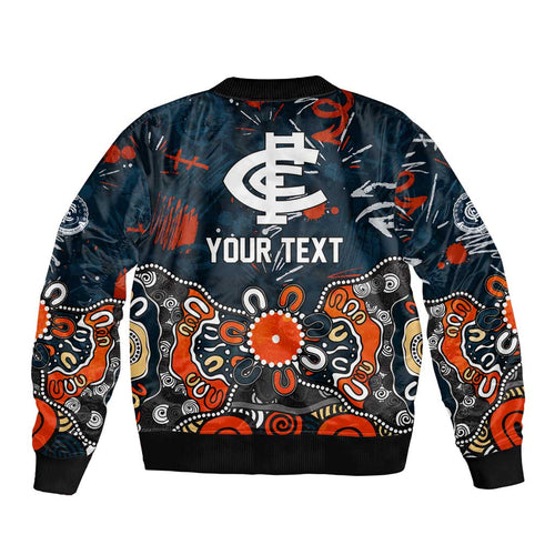 Personalized Carlton Blues Bomber Jacket Aboriginal Dot Painting Graffiti Style
