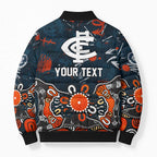 Personalized Carlton Blues Bomber Puffer Jacket Aboriginal Dot Painting Graffiti Style