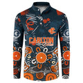 Personalized Carlton Blues Button Sweatshirt Aboriginal Dot Painting Graffiti Style