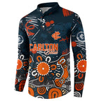 Personalized Carlton Blues Button Sweatshirt Aboriginal Dot Painting Graffiti Style