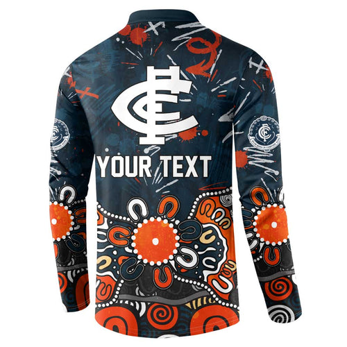 Personalized Carlton Blues Button Sweatshirt Aboriginal Dot Painting Graffiti Style