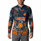 Personalized Carlton Blues Button Sweatshirt Aboriginal Dot Painting Graffiti Style