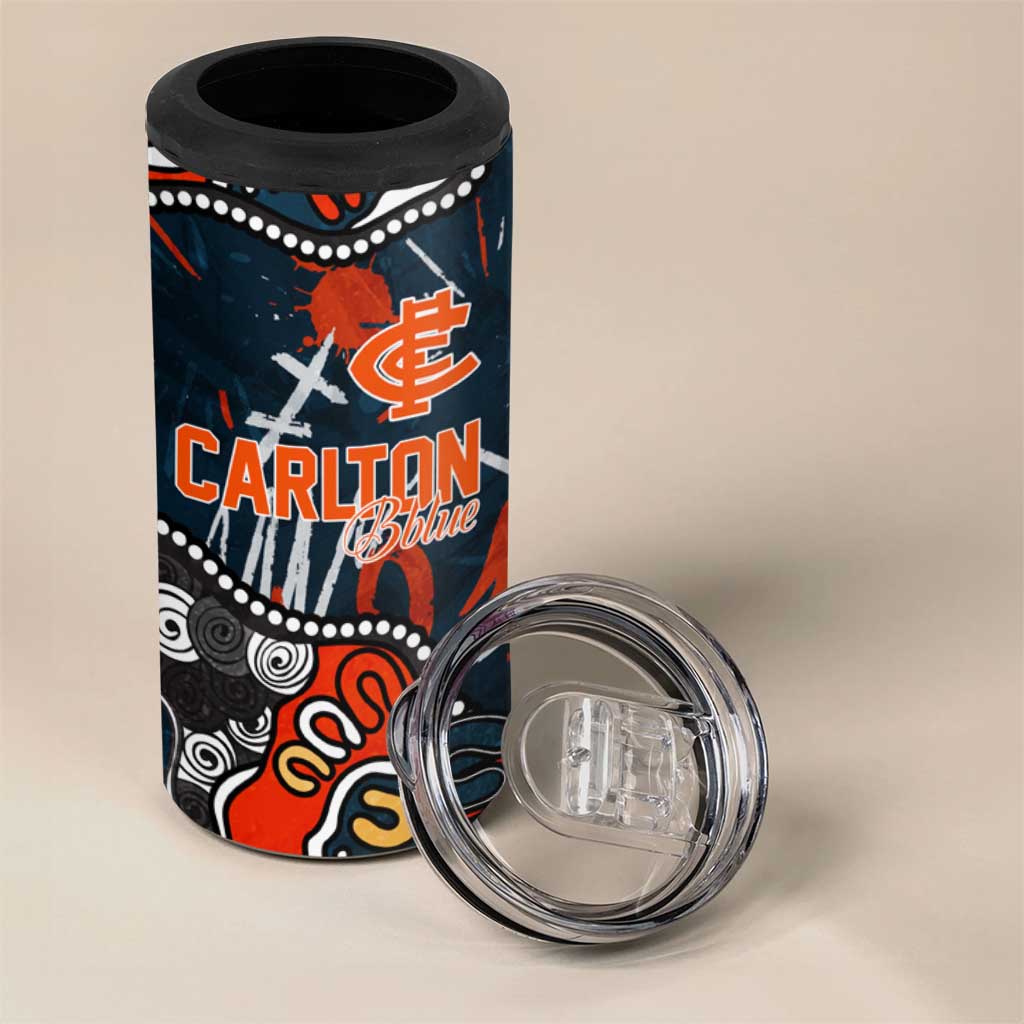 Personalized Carlton Blues 4 in 1 Can Cooler Tumbler Aboriginal Dot Painting Graffiti Style