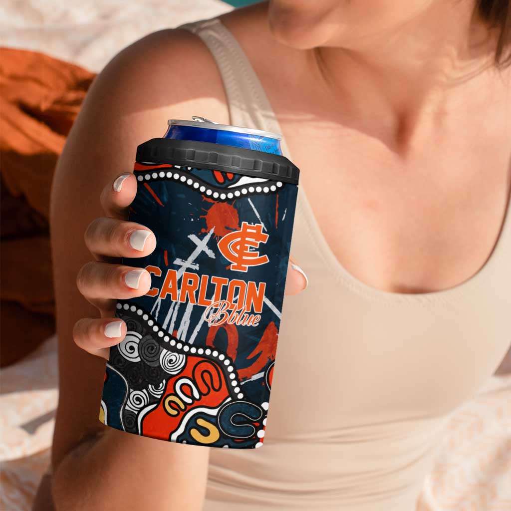 Personalized Carlton Blues 4 in 1 Can Cooler Tumbler Aboriginal Dot Painting Graffiti Style