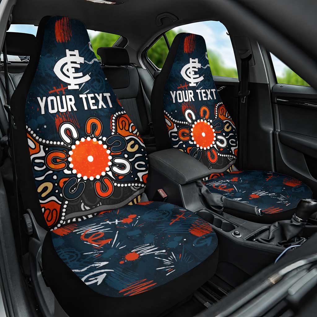 Personalized Carlton Blues Car Seat Cover Aboriginal Dot Painting Graffiti Style