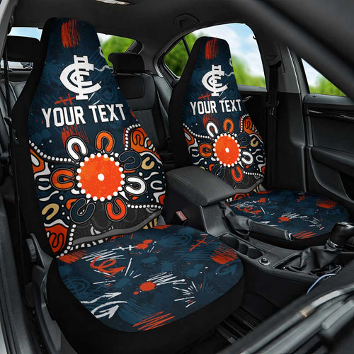 Personalized Carlton Blues Car Seat Cover Aboriginal Dot Painting Graffiti Style
