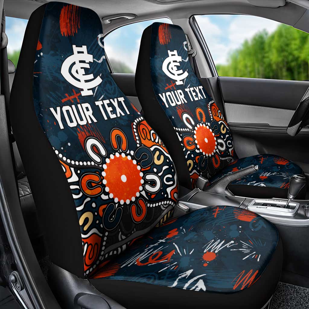 Personalized Carlton Blues Car Seat Cover Aboriginal Dot Painting Graffiti Style