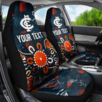 Personalized Carlton Blues Car Seat Cover Aboriginal Dot Painting Graffiti Style