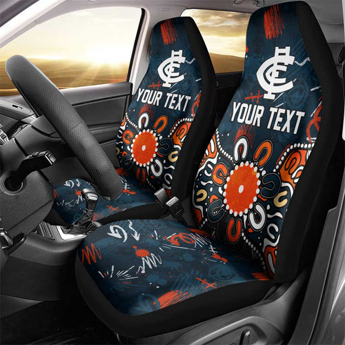 Personalized Carlton Blues Car Seat Cover Aboriginal Dot Painting Graffiti Style