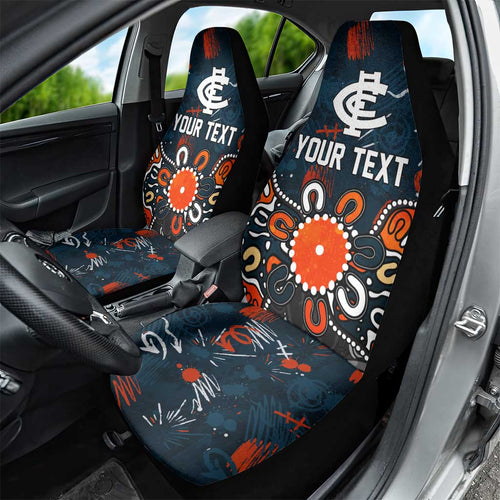 Personalized Carlton Blues Car Seat Cover Aboriginal Dot Painting Graffiti Style