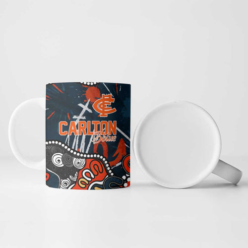 Personalized Carlton Blues Ceramic Mug Aboriginal Dot Painting Graffiti Style