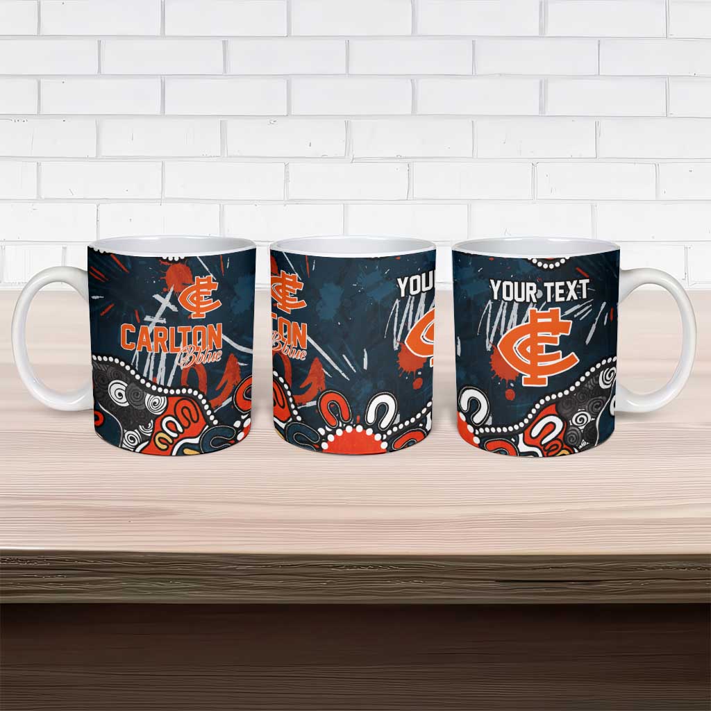 Personalized Carlton Blues Ceramic Mug Aboriginal Dot Painting Graffiti Style