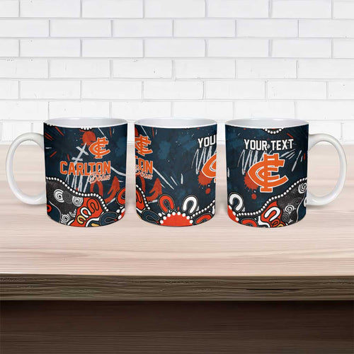Personalized Carlton Blues Ceramic Mug Aboriginal Dot Painting Graffiti Style