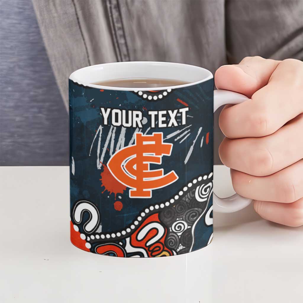 Personalized Carlton Blues Ceramic Mug Aboriginal Dot Painting Graffiti Style