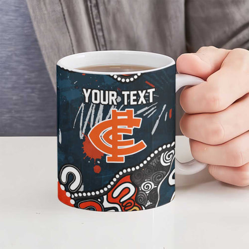 Personalized Carlton Blues Ceramic Mug Aboriginal Dot Painting Graffiti Style