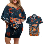 Personalized Carlton Blues Couples Matching Off Shoulder Short Dress and Hawaiian Shirt Aboriginal Dot Painting Graffiti Style