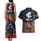 Personalized Carlton Blues Couples Matching Tank Maxi Dress and Hawaiian Shirt Aboriginal Dot Painting Graffiti Style