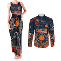 Personalized Carlton Blues Couples Matching Tank Maxi Dress and Long Sleeve Button Shirt Aboriginal Dot Painting Graffiti Style