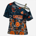 Personalized Carlton Blues Cross Shoulder Shirt Aboriginal Dot Painting Graffiti Style