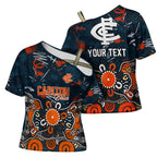 Personalized Carlton Blues Cross Shoulder Shirt Aboriginal Dot Painting Graffiti Style