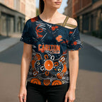 Personalized Carlton Blues Cross Shoulder Shirt Aboriginal Dot Painting Graffiti Style