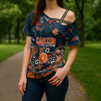 Personalized Carlton Blues Cross Shoulder Shirt Aboriginal Dot Painting Graffiti Style