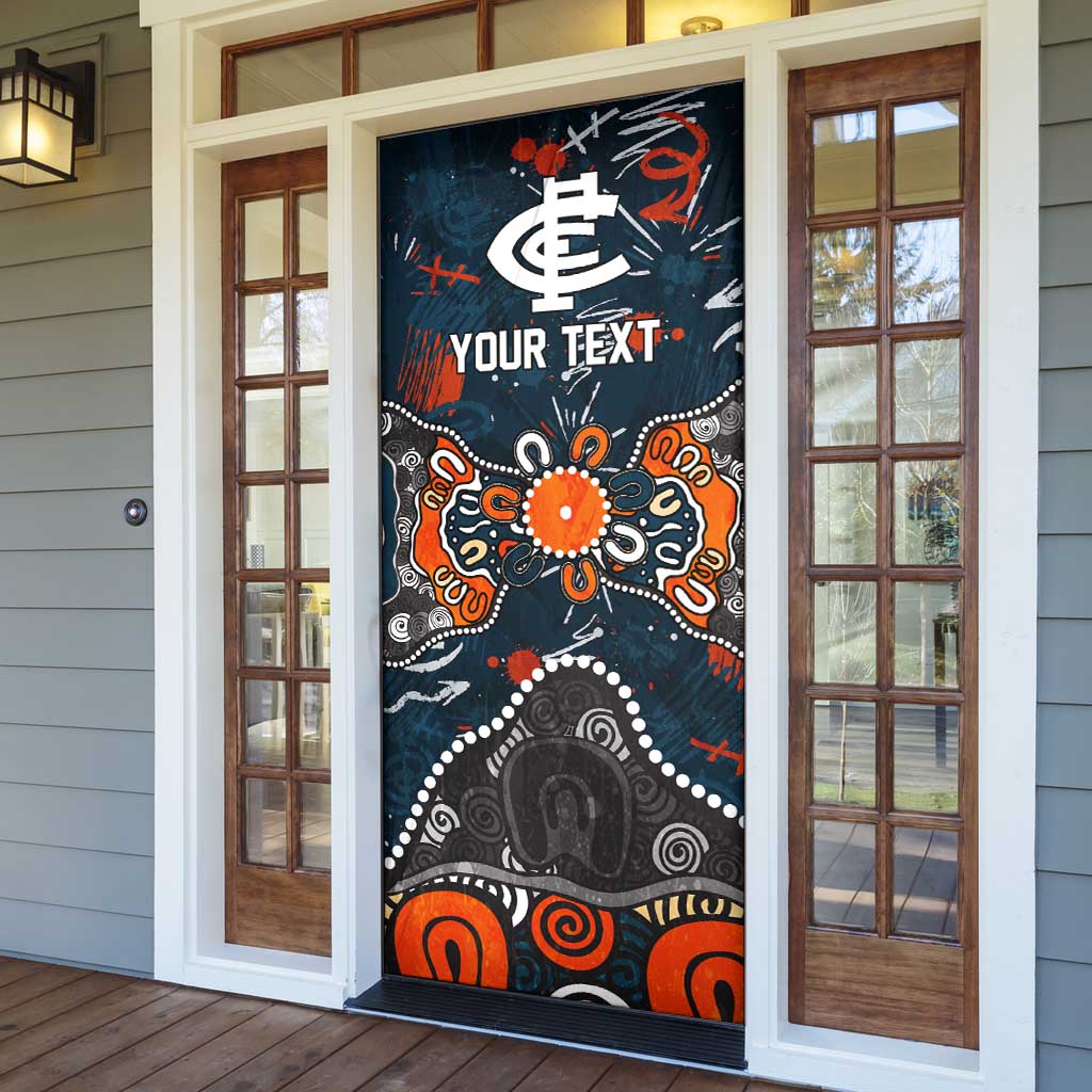Personalized Carlton Blues Door Cover Aboriginal Dot Painting Graffiti Style