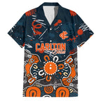 Personalized Carlton Blues Family Matching Long Sleeve Bodycon Dress and Hawaiian Shirt Aboriginal Dot Painting Graffiti Style