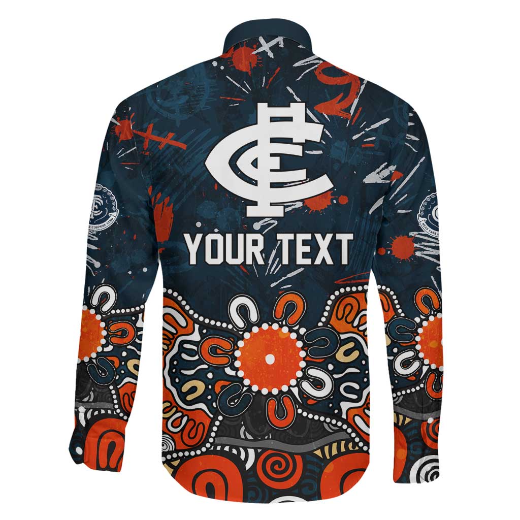 Personalized Carlton Blues Family Matching Long Sleeve Bodycon Dress and Hawaiian Shirt Aboriginal Dot Painting Graffiti Style