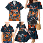 Personalized Carlton Blues Family Matching Mermaid Dress and Hawaiian Shirt Aboriginal Dot Painting Graffiti Style