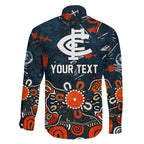 Personalized Carlton Blues Family Matching Off Shoulder Maxi Dress and Hawaiian Shirt Aboriginal Dot Painting Graffiti Style